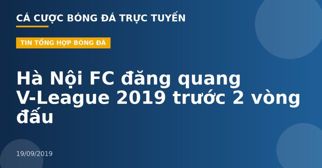 Hà Nội FC đăng quang V-League 2019 trước 2 vòng đấu